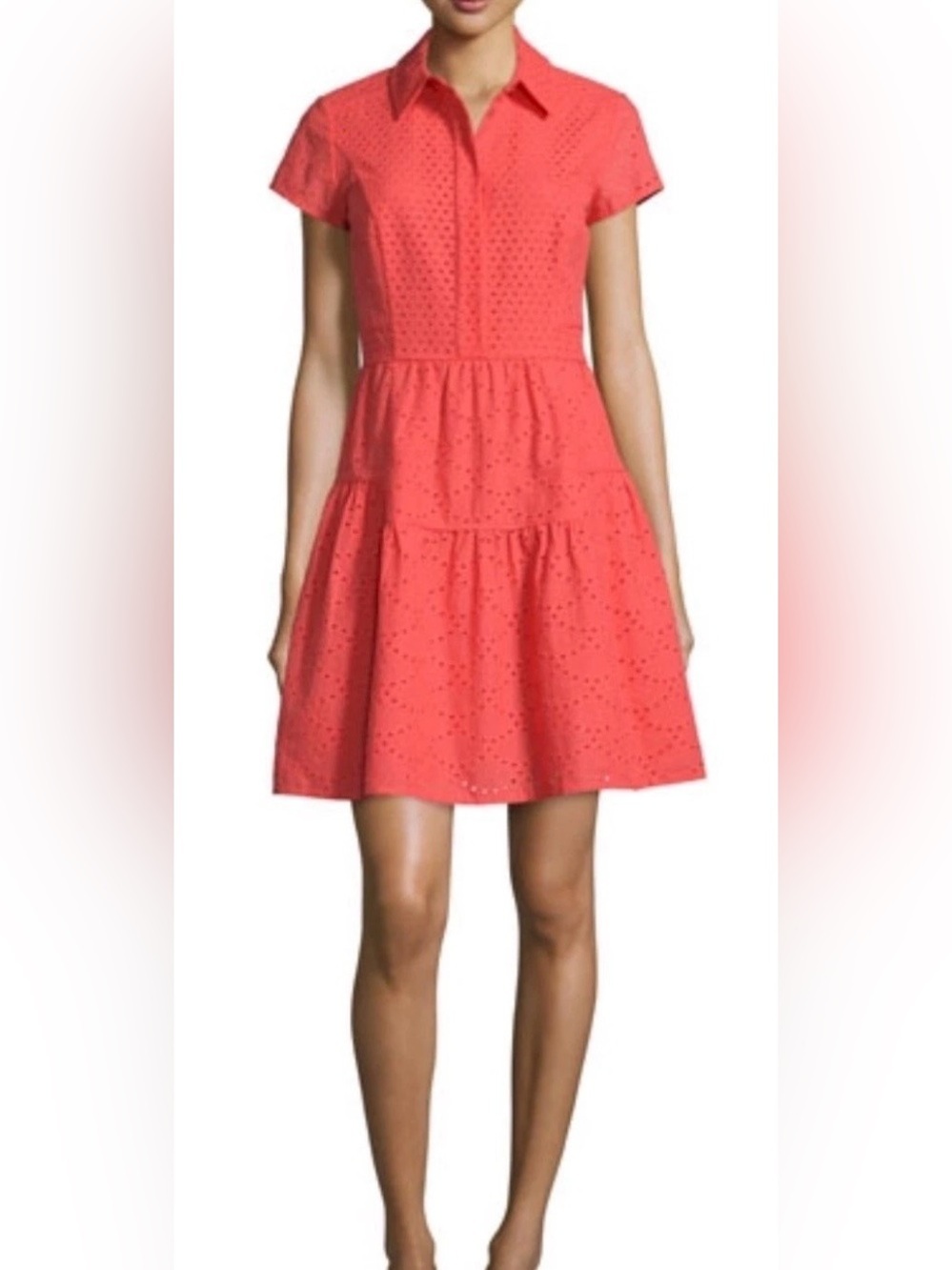 DVF Skylar Eyelet Cotton/Silk in Red/Coral, Size Medium?
